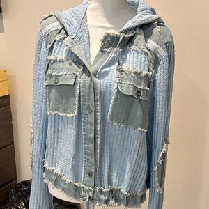 Women's Light Blue Distressed Jacket